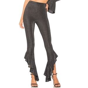 NBD x REVOLVE Celine Ruffle Pant in Glitter Noir NW0T Size Small